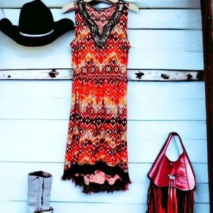 Women’s NY Collection Embellished V Neck MIDI Dress | Size Medium